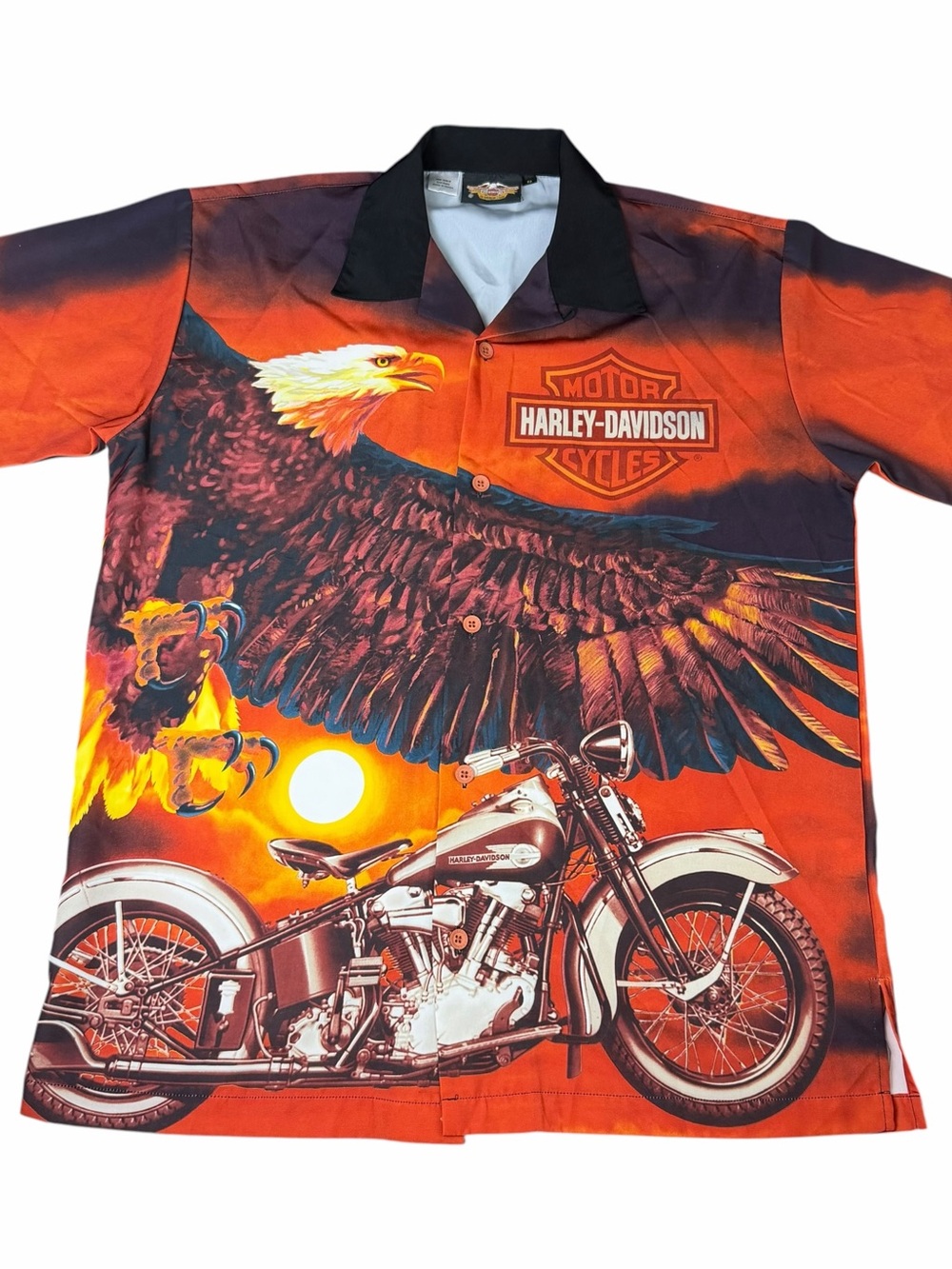 Vintage Harley-Davidson Biker Eagle Button Down Shirt Adult Size Small Oversized